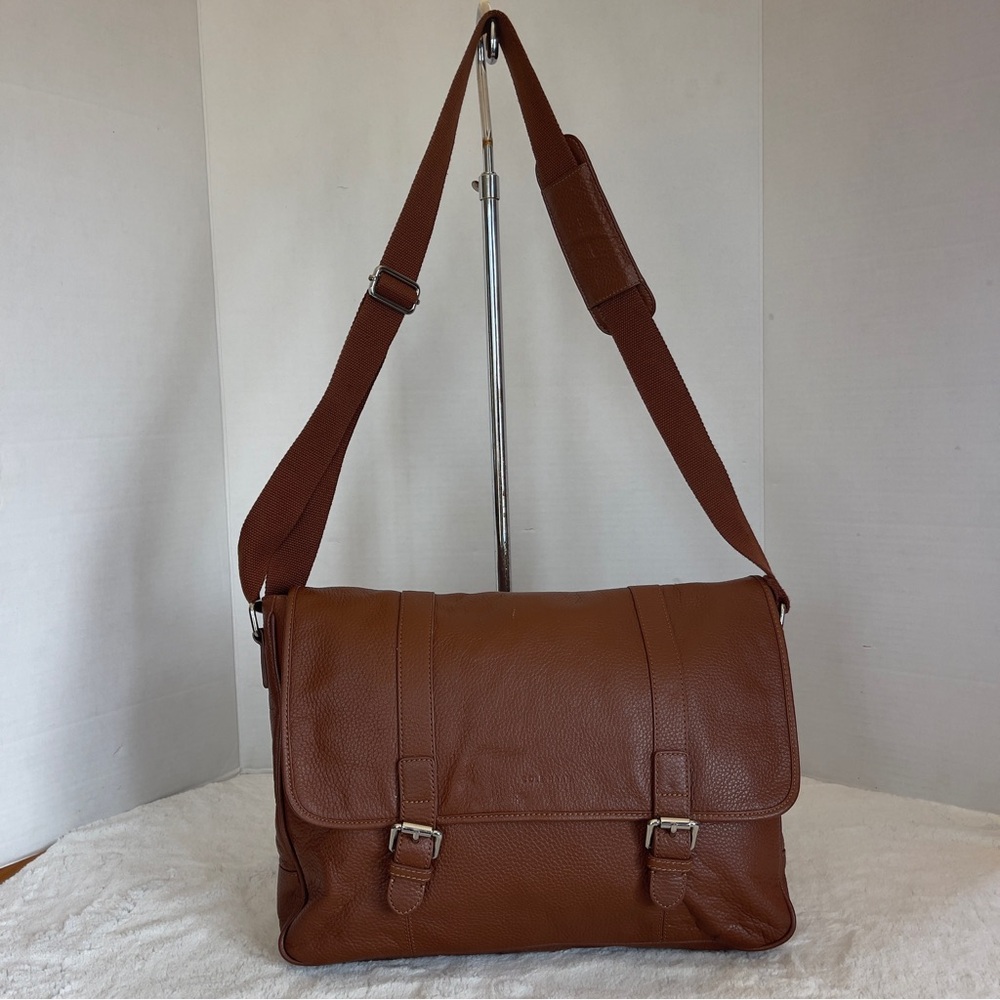 Cole Haan Messenger Leather Bag‎ Flapover Laptop Briefcase Crossbody Brown